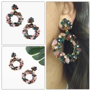 J crew jewel tone hoop earrings